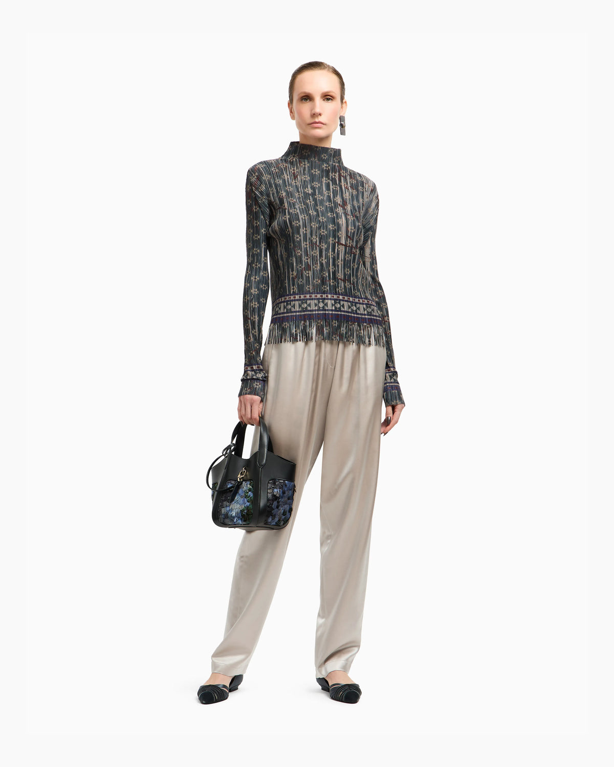 Straight-cut trousers in silk satin