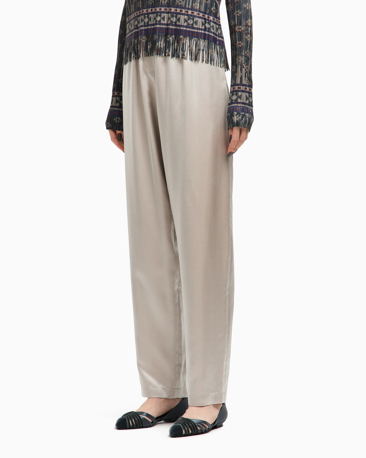 Straight-cut trousers in silk satin
