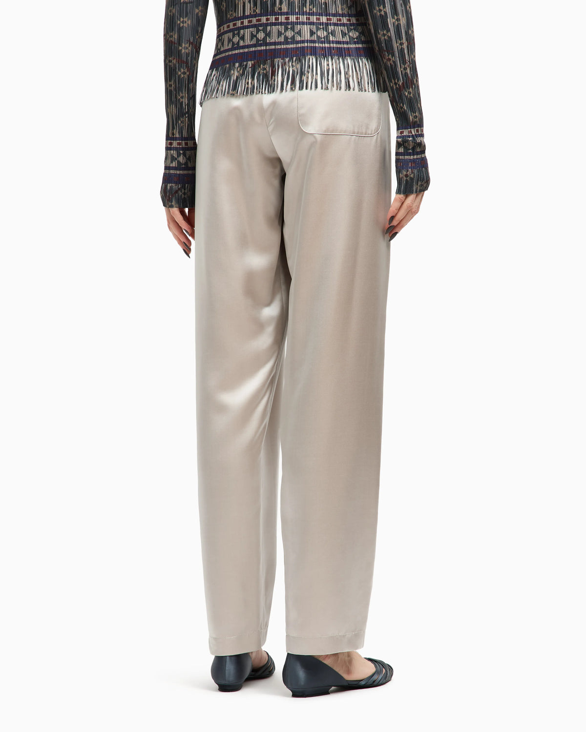Straight-cut trousers in silk satin