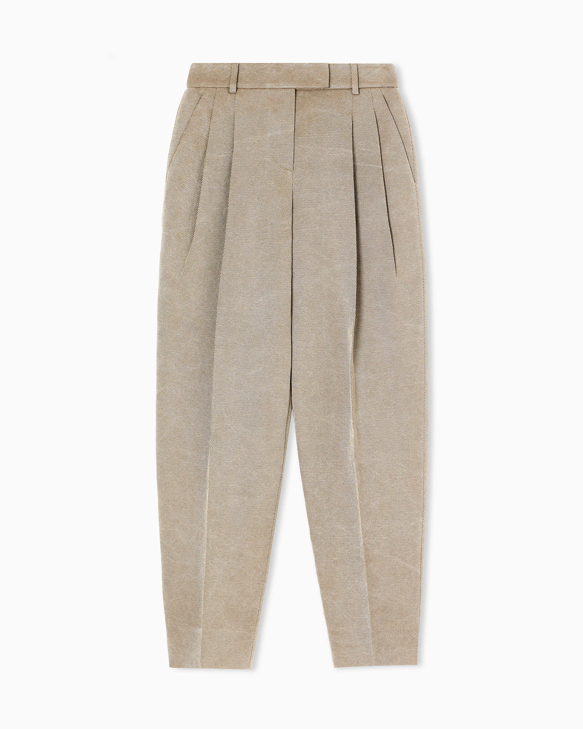Hemp, viscose and cotton cavalry double-pleat trousers