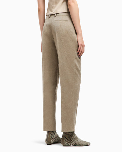 Hemp, viscose and cotton cavalry double-pleat trousers