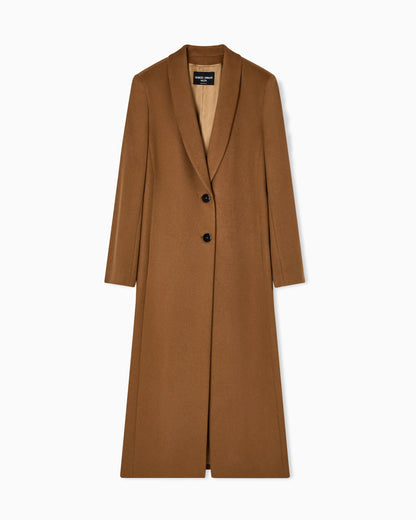 Long single-breasted coat in vicuña wool