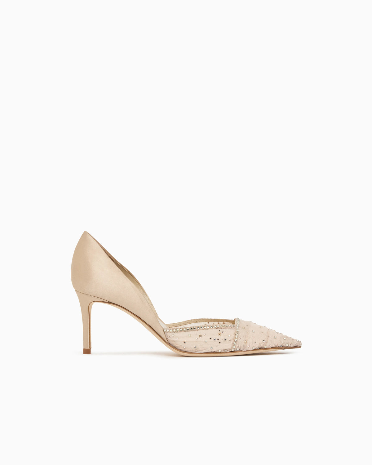 Tulle, satin and rhinestone court shoes
