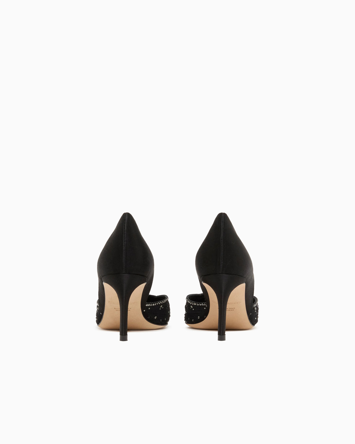 Tulle, satin and rhinestone court shoes