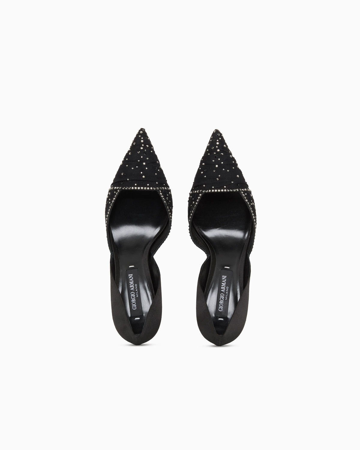 Tulle, satin and rhinestone court shoes
