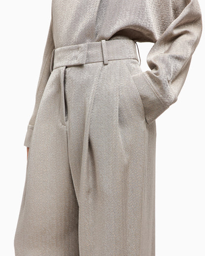 Viscose, wool, silk jacquard single-pleat trousers