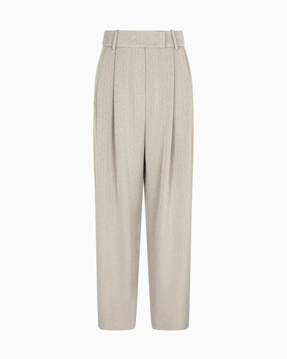 Viscose, wool, silk jacquard single-pleat trousers