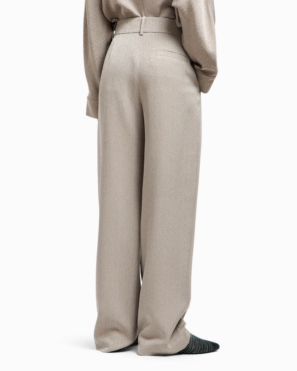 Viscose, wool, silk jacquard single-pleat trousers