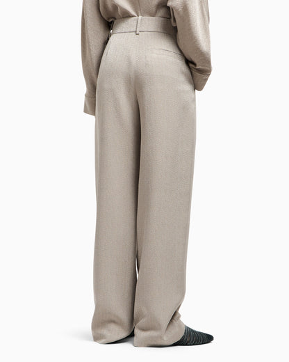 Viscose, wool, silk jacquard single-pleat trousers