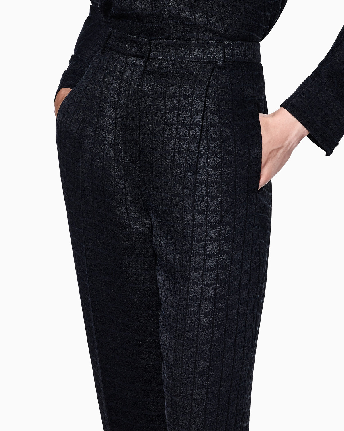 Jacquard cupro single-darted trousers