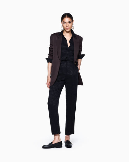 Jacquard cupro single-darted trousers