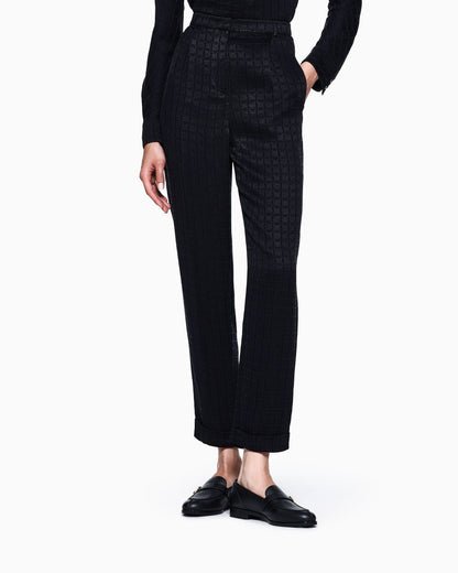 Jacquard cupro single-darted trousers
