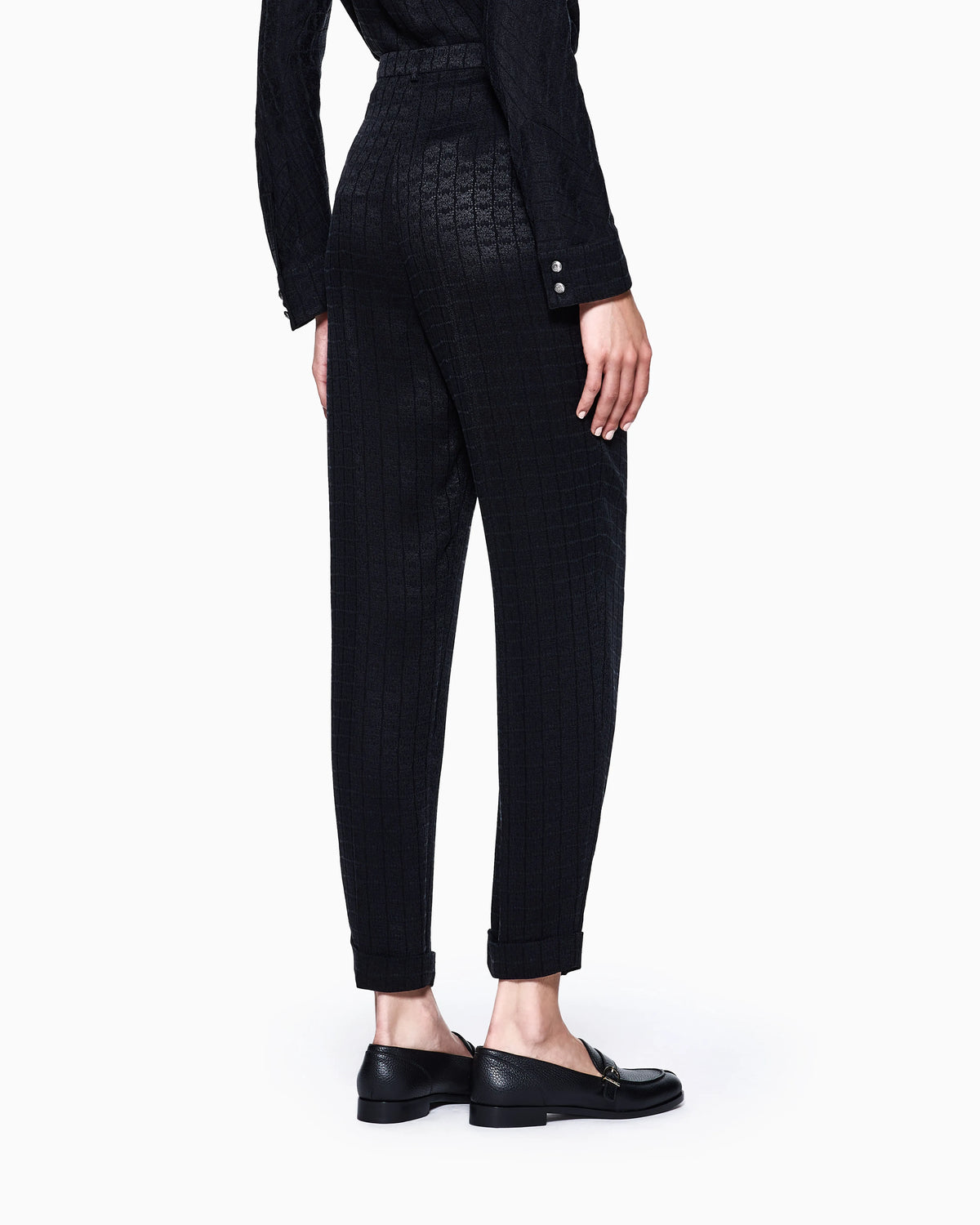 Jacquard cupro single-darted trousers