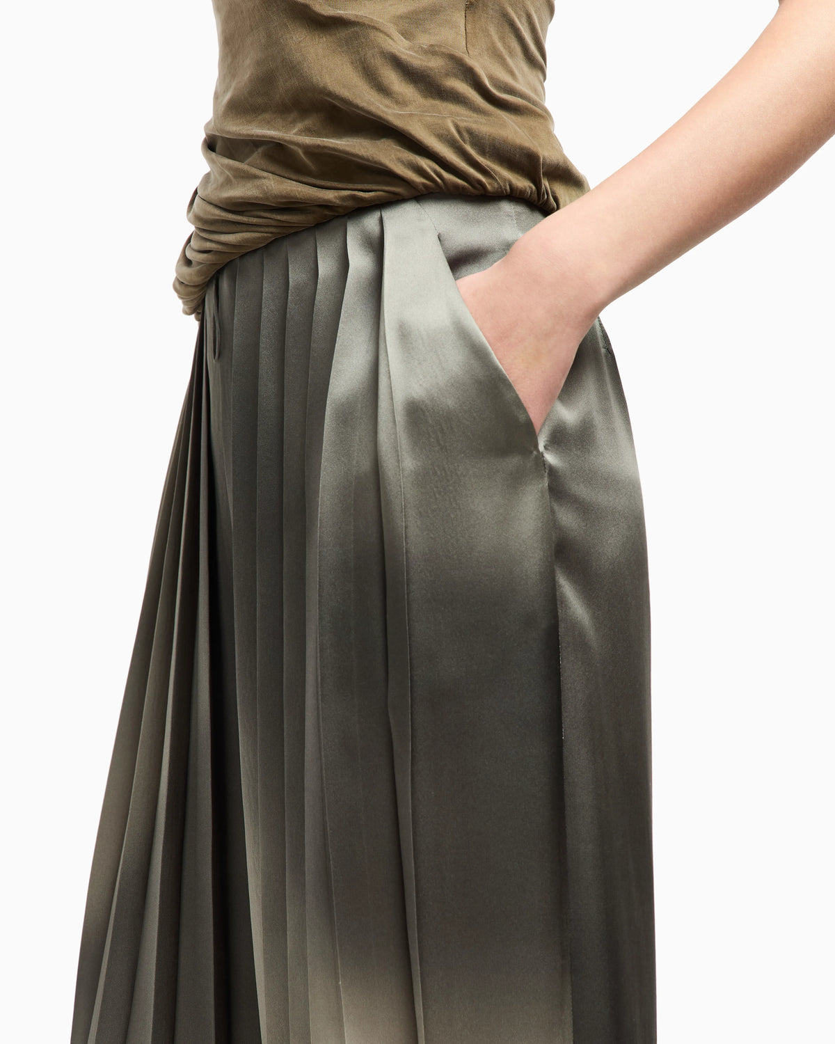 Printed silk satin trousers