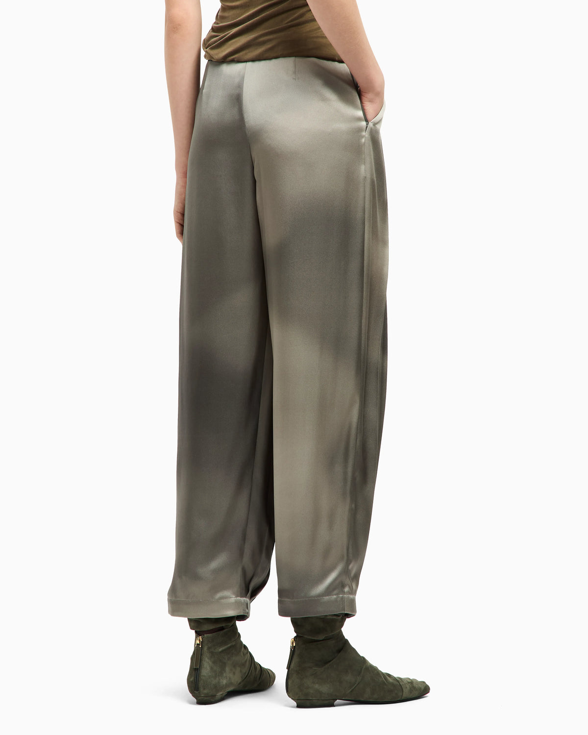 Printed silk satin trousers