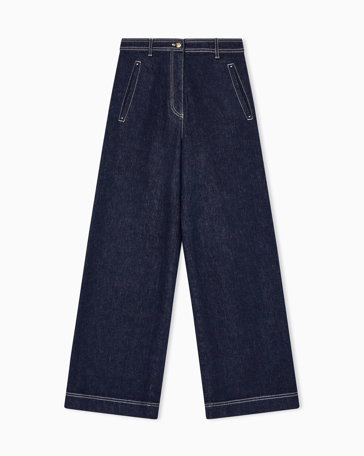 Denim trousers with a wide leg and high waist