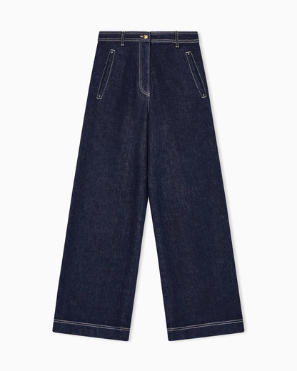 Denim trousers with a wide leg and high waist