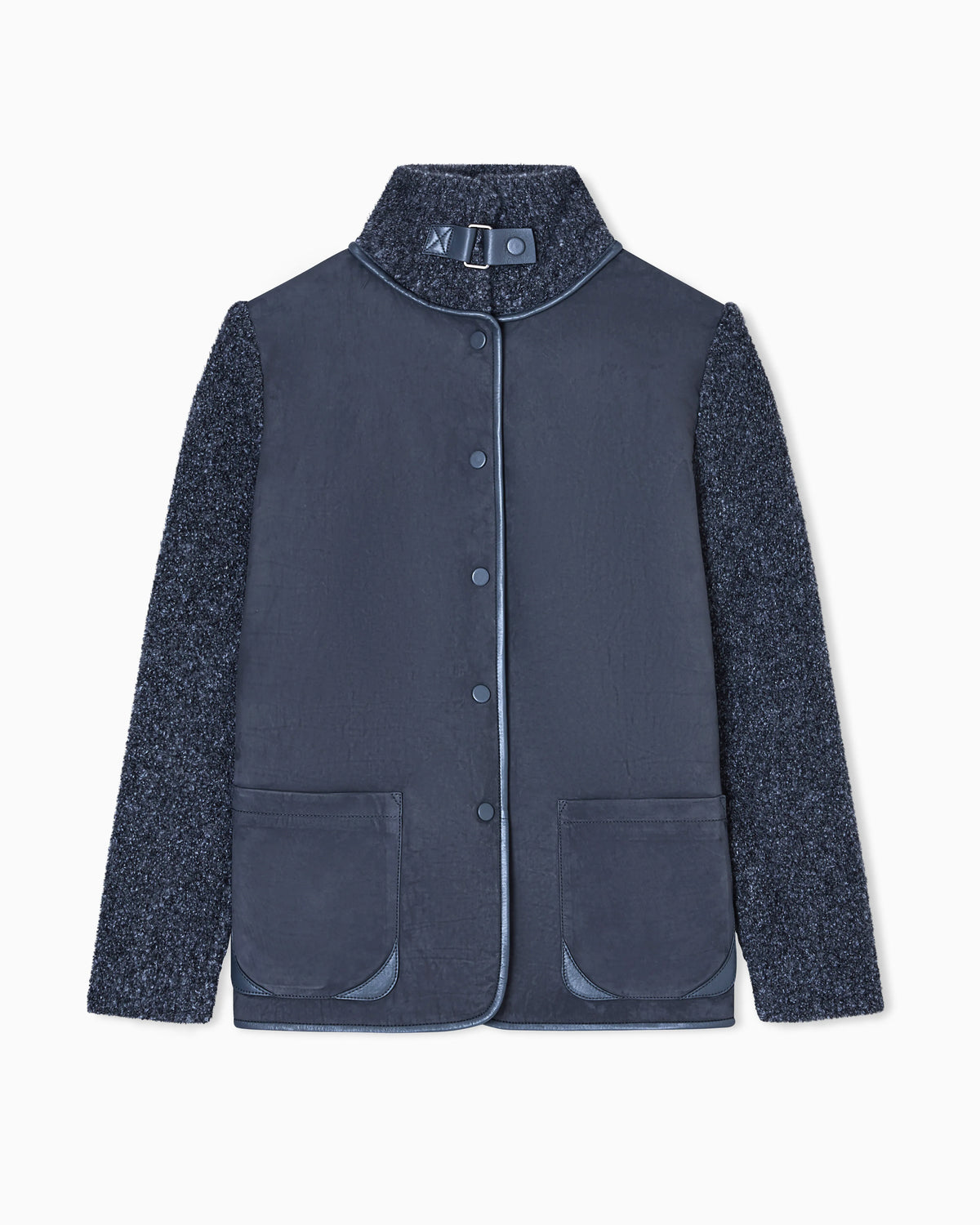 Jacket in calfskin and cashmere and silk bouclé