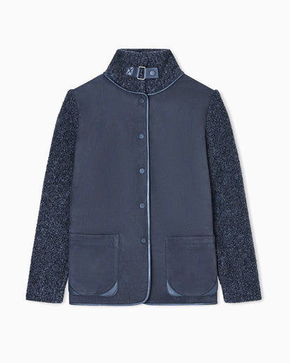 Jacket in calfskin and cashmere and silk bouclé