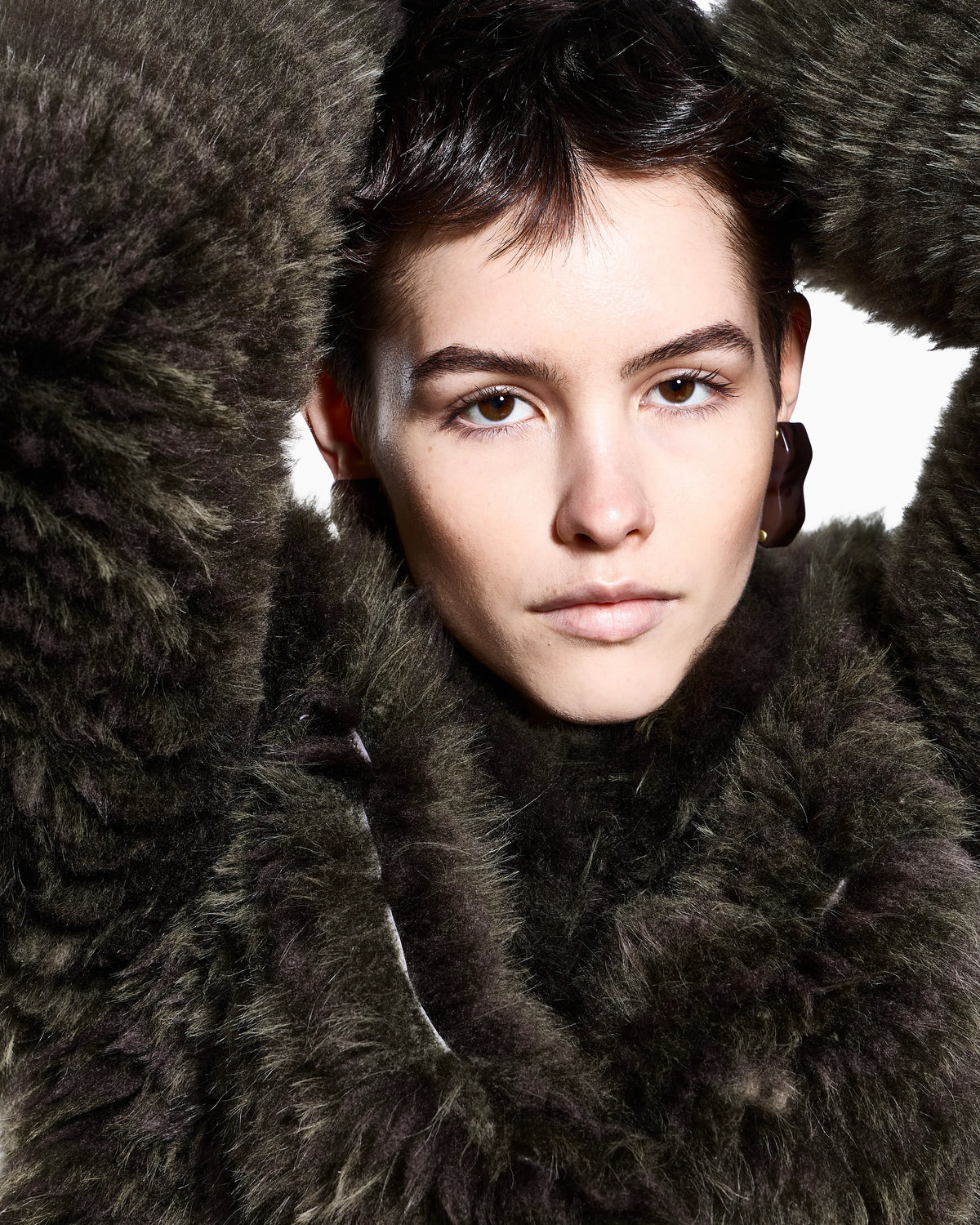 Two-tone cashmere oversized blouson