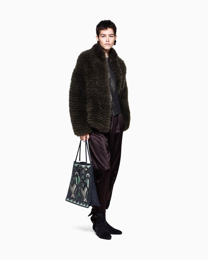 Two-tone cashmere oversized blouson