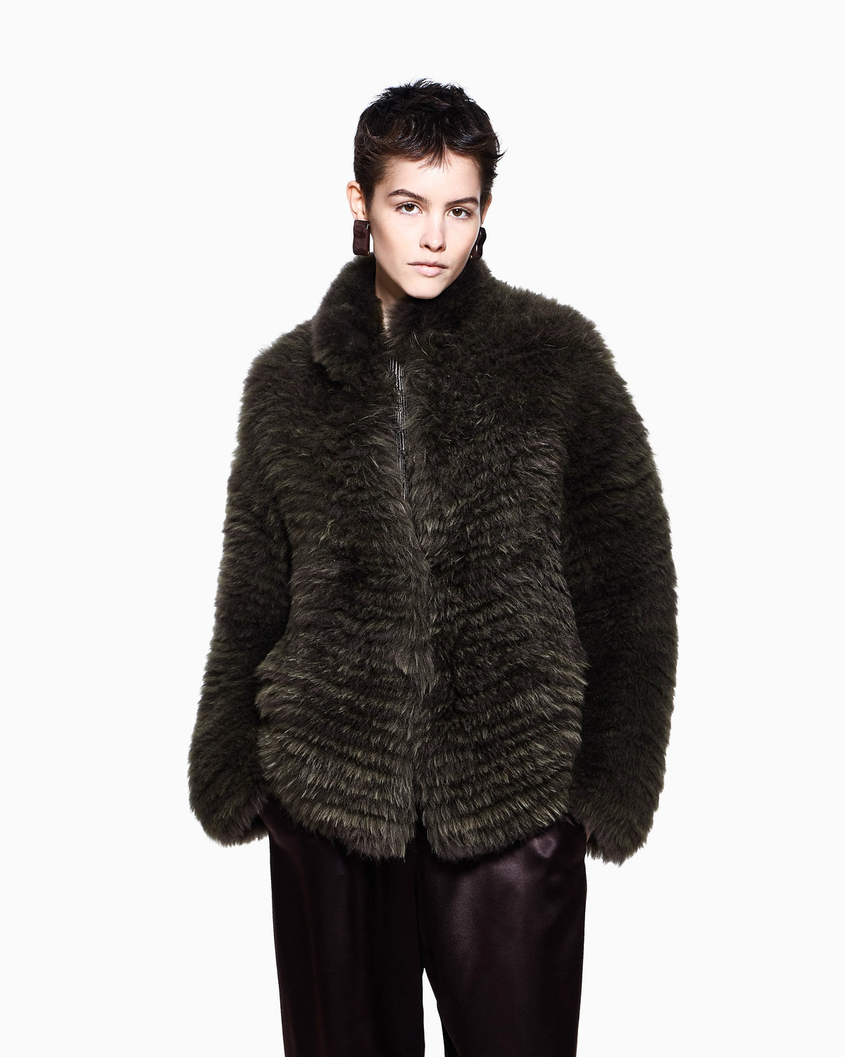 Two-tone cashmere oversized blouson