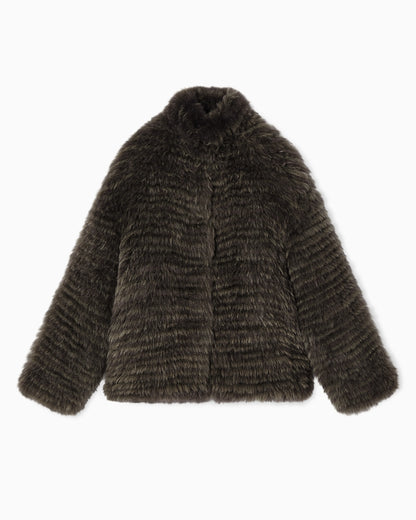 Two-tone cashmere oversized blouson
