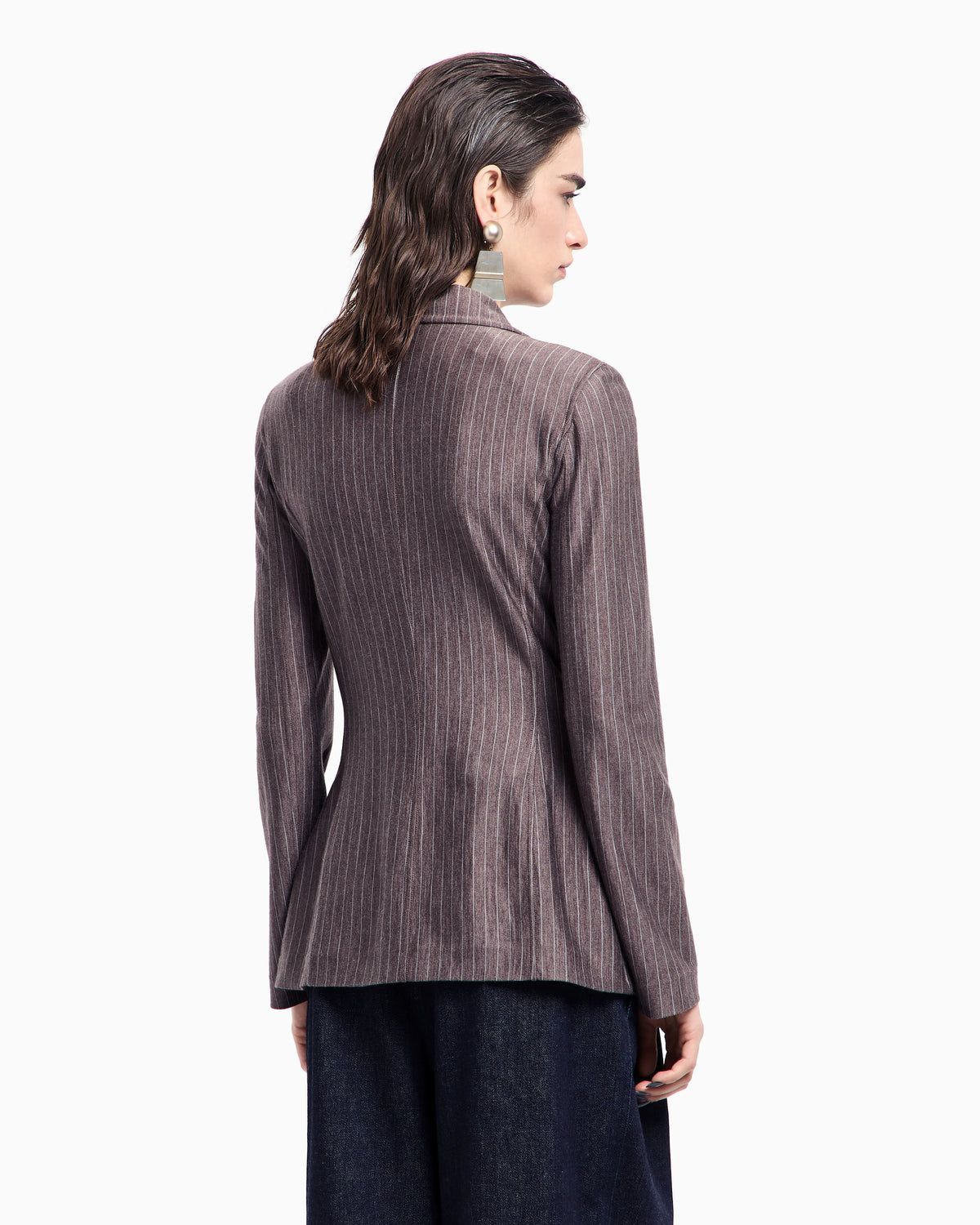 Pinstriped cashmere jersey and silk double-breasted jacket
