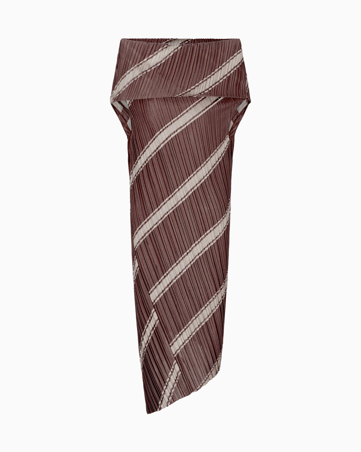 Pleated two-tone jersey midi dress