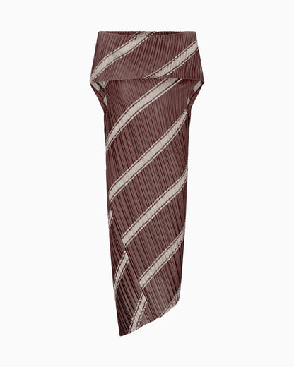 Pleated two-tone jersey midi dress