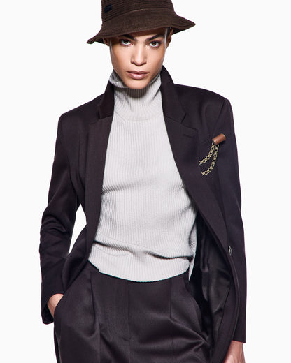 Short-sleeved cashmere rollneck jumper