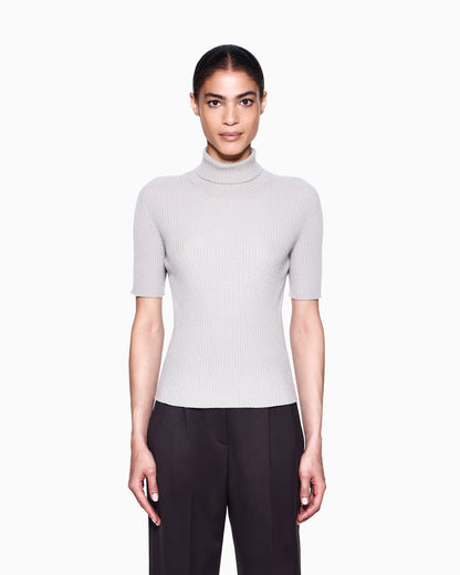 Short-sleeved cashmere rollneck jumper