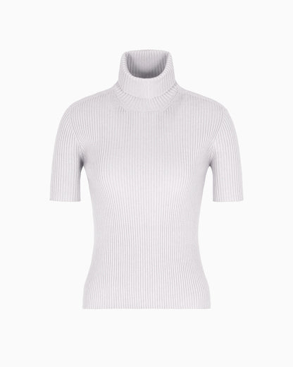 Short-sleeved cashmere rollneck jumper
