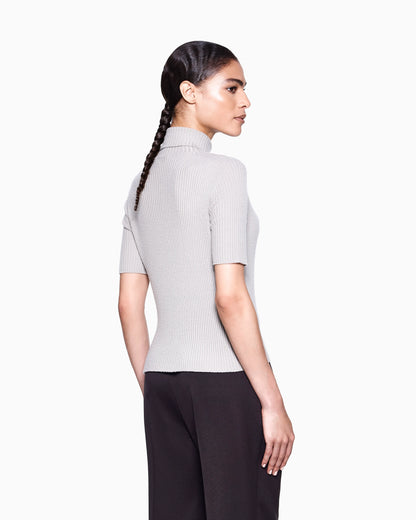 Short-sleeved cashmere rollneck jumper