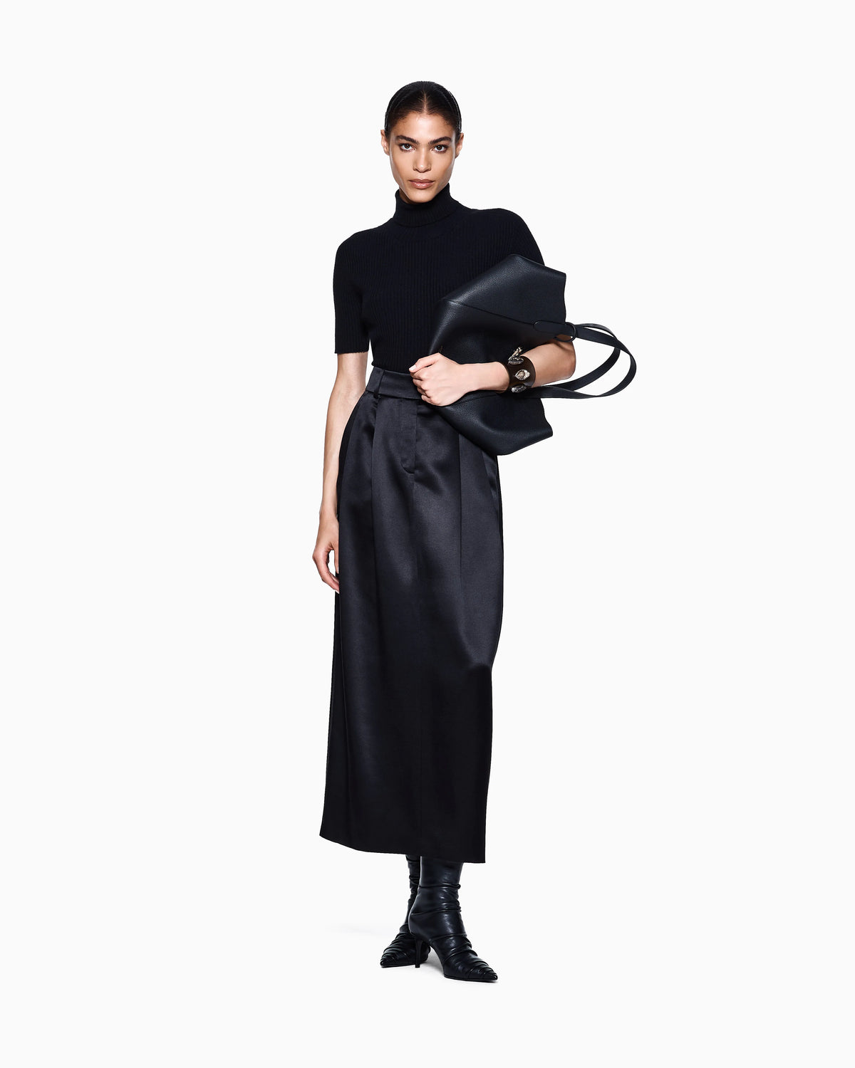Short-sleeved cashmere rollneck jumper