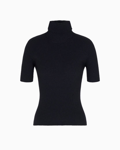 Short-sleeved cashmere rollneck jumper
