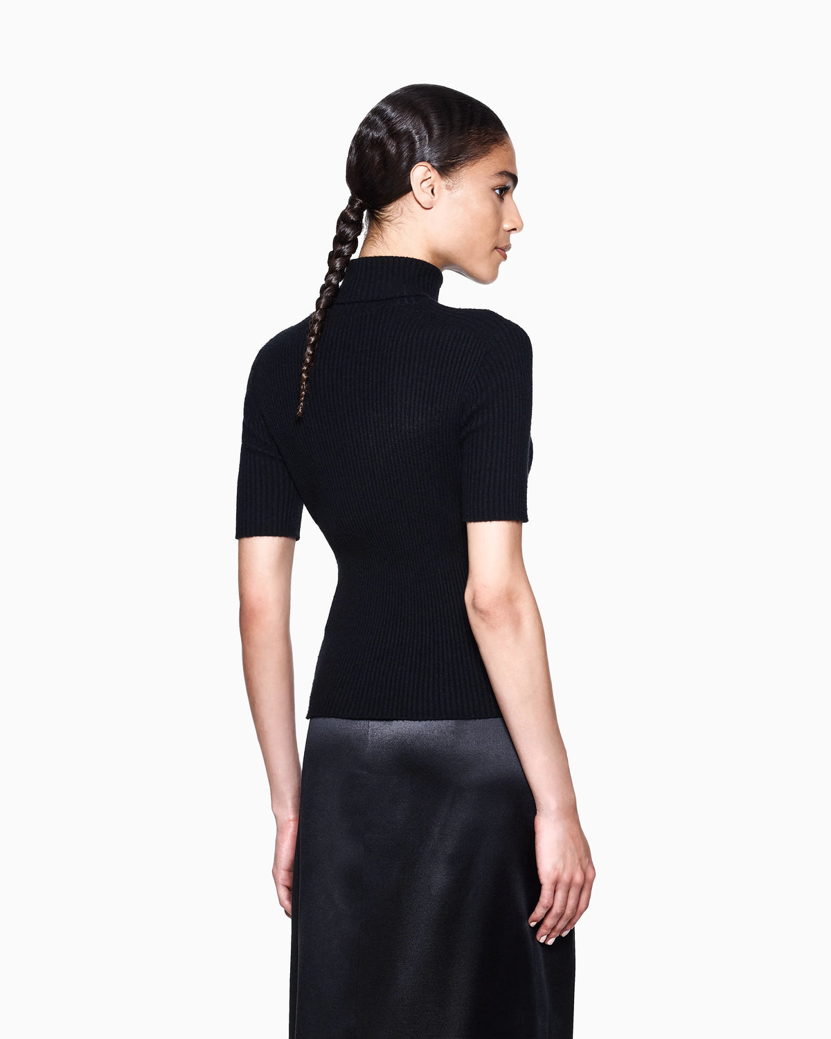 Short-sleeved cashmere rollneck jumper