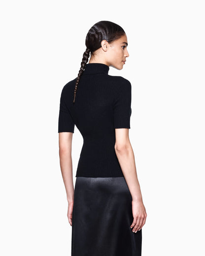 Short-sleeved cashmere rollneck jumper