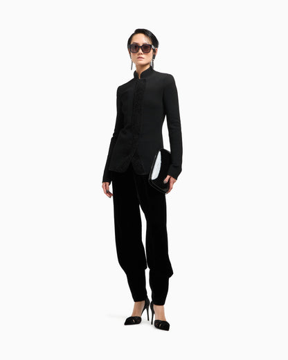 Viscose ottoman single-breasted jacket