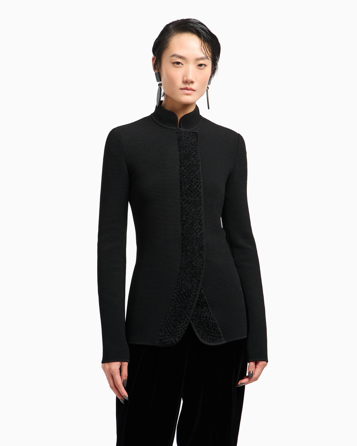 Viscose ottoman single-breasted jacket