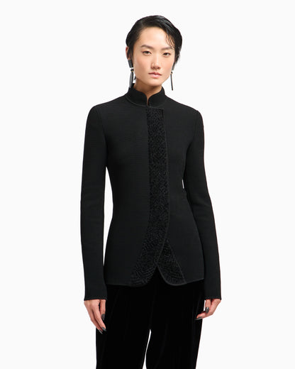 Viscose ottoman single-breasted jacket