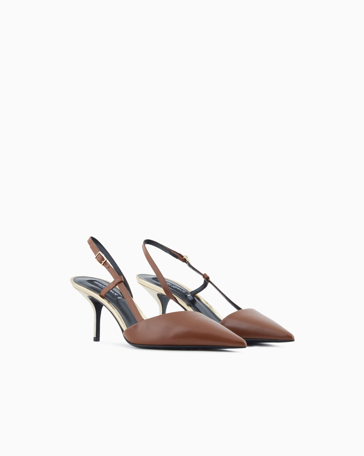 Calfskin slingbacks with mirror details
