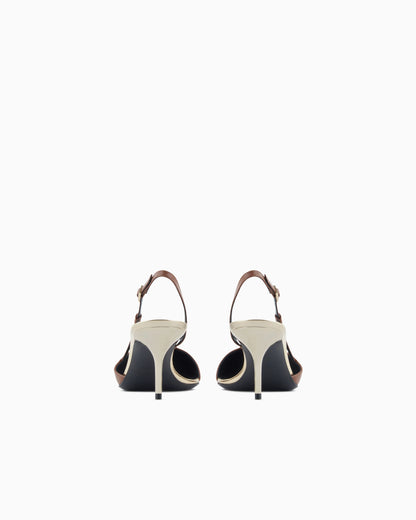 Calfskin slingbacks with mirror details