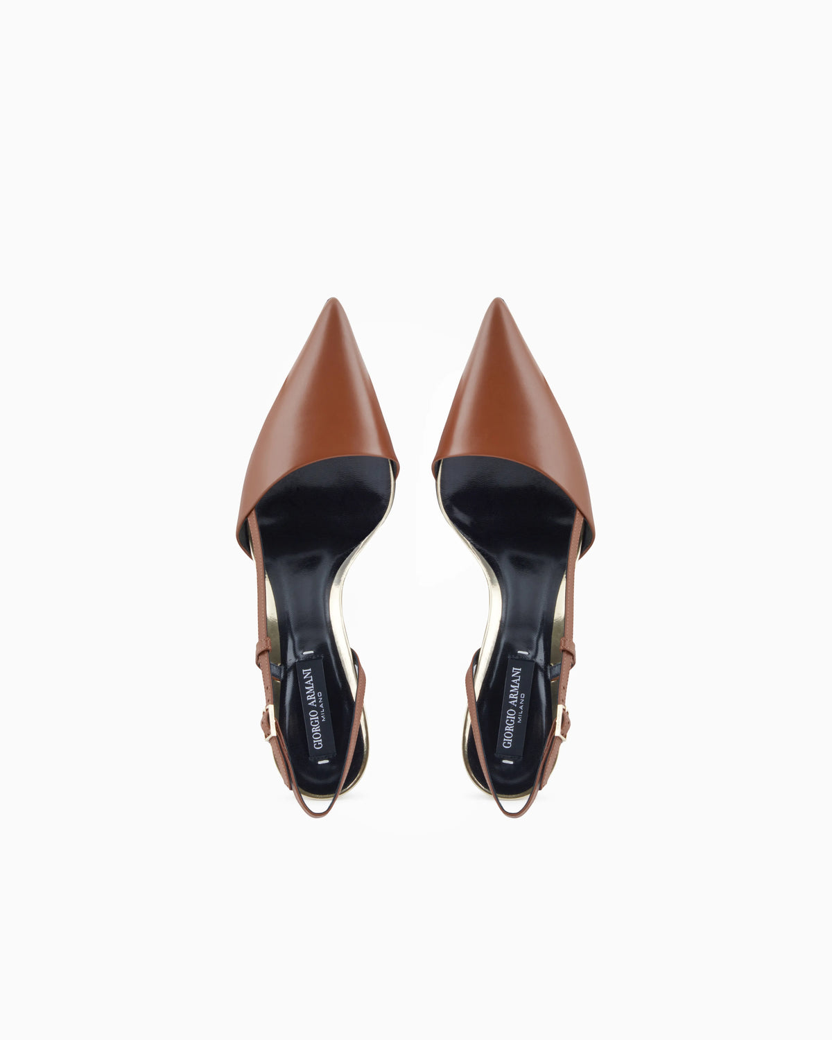 Calfskin slingbacks with mirror details