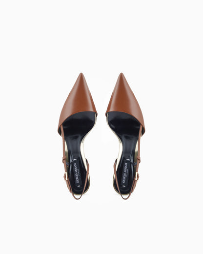 Calfskin slingbacks with mirror details