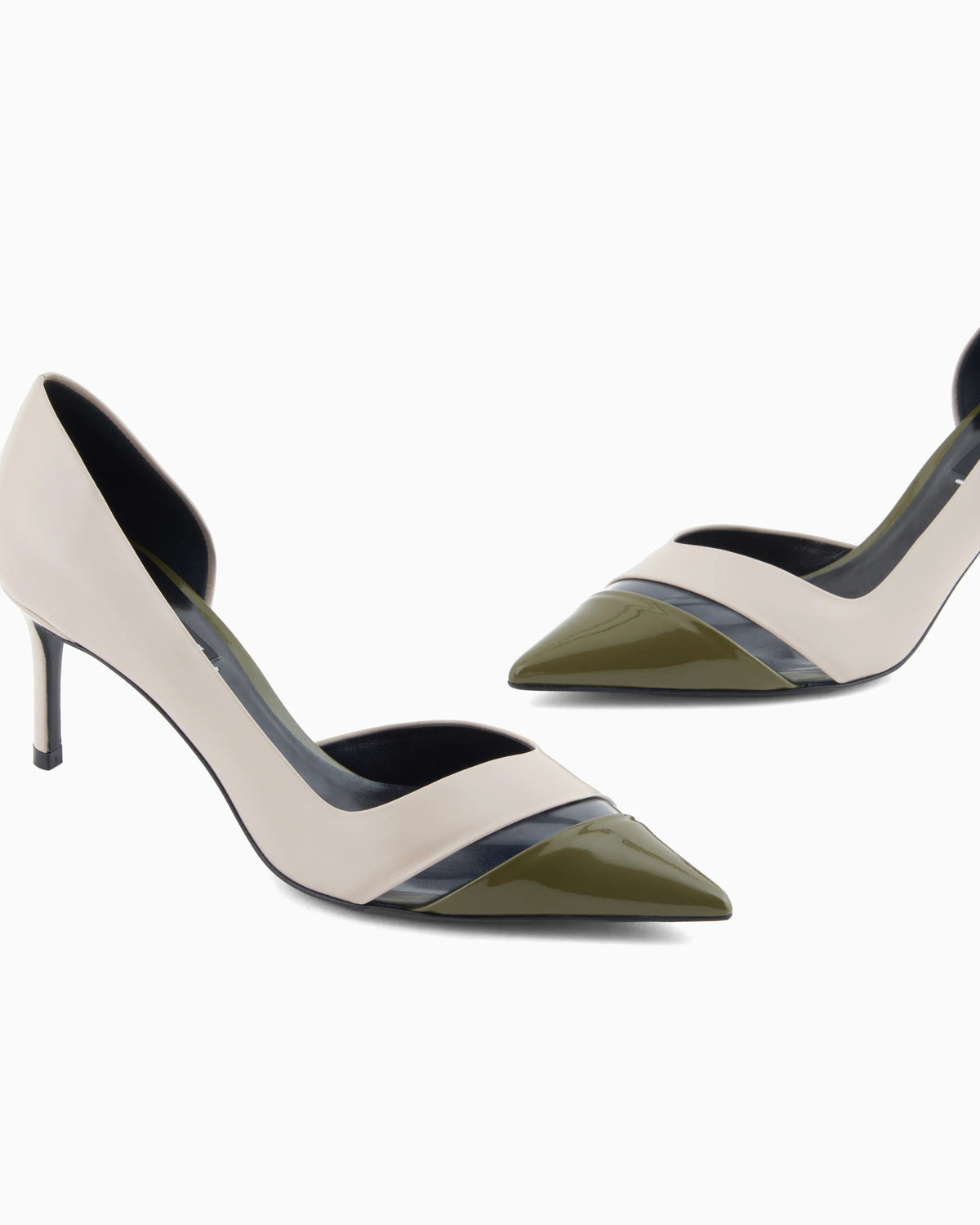 Leather, patent and PVC court shoes