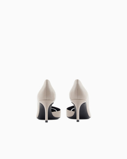Leather, patent and PVC court shoes