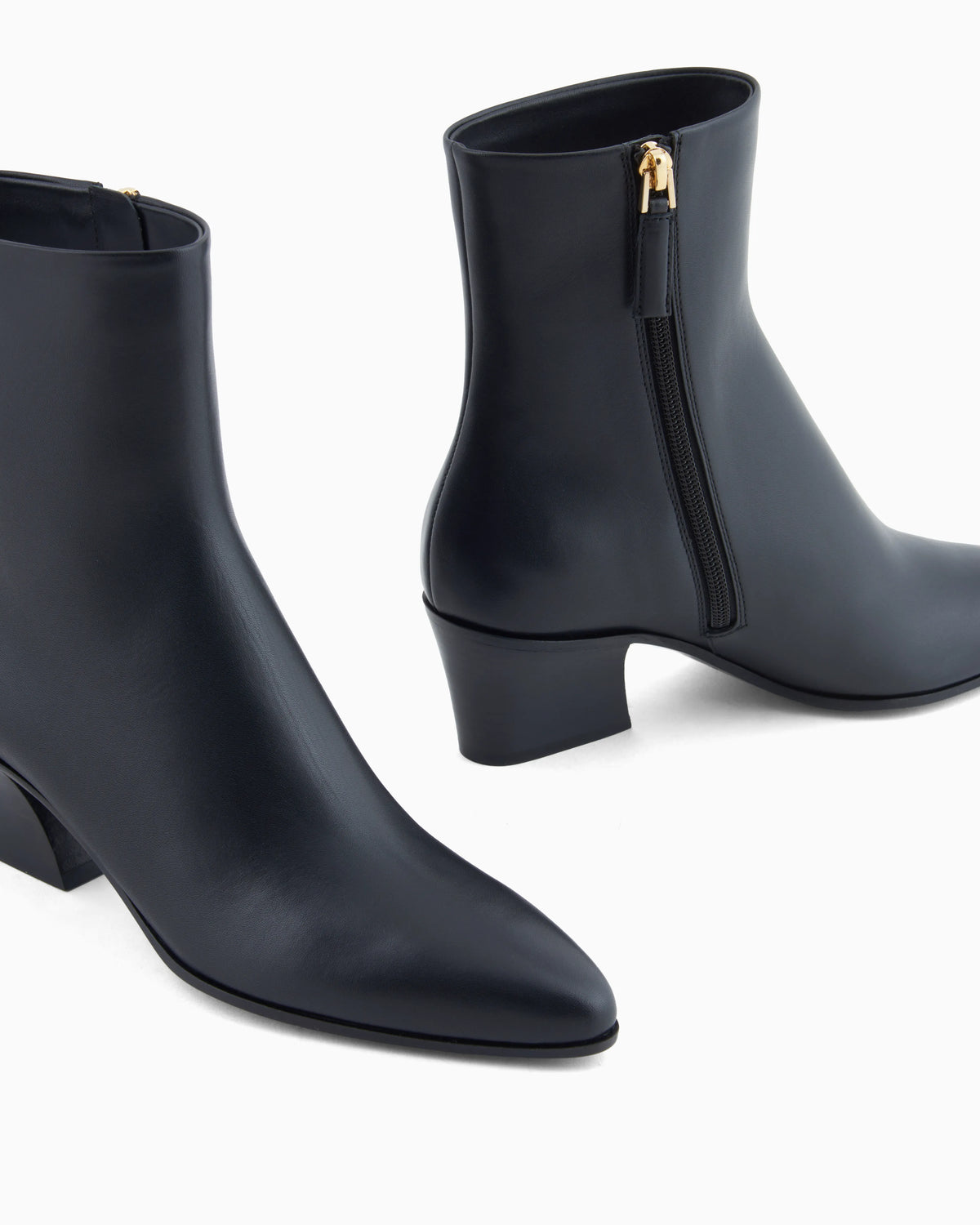 Smooth leather heeled ankle boots