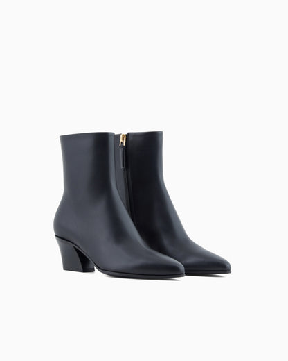 Smooth leather heeled ankle boots