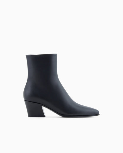 Smooth leather heeled ankle boots